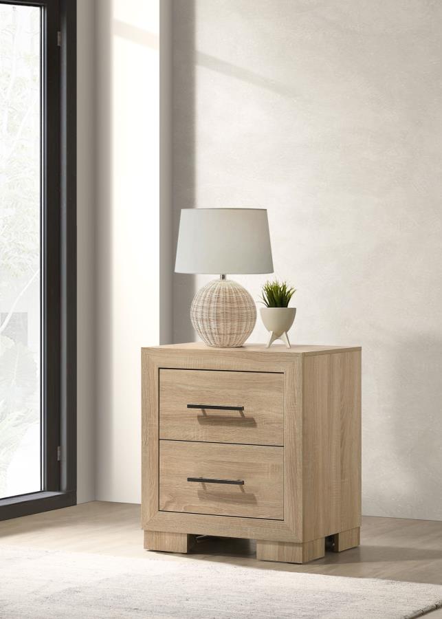 Arielle 2-drawer Bedroom Nightstand with Casters Light Oak-zoom-