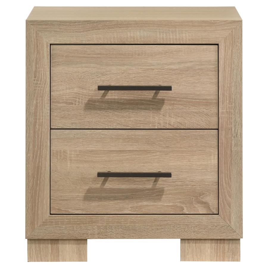 Arielle 2-drawer Bedroom Nightstand with Casters Light Oak-3