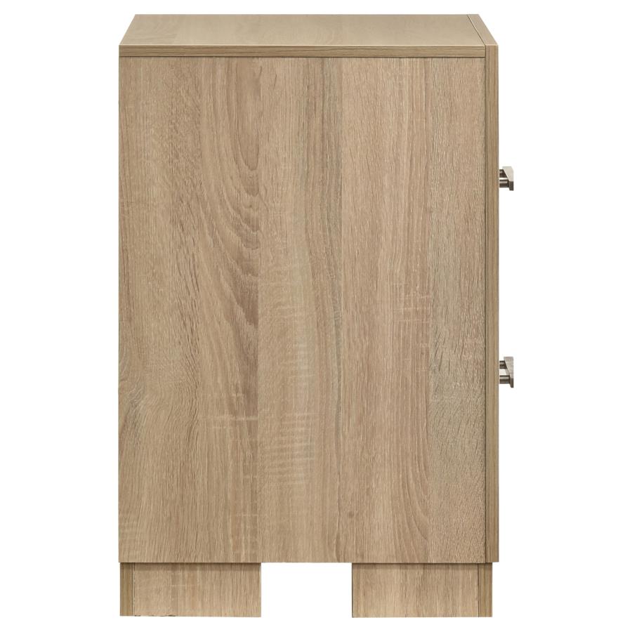 Arielle 2-drawer Bedroom Nightstand with Casters Light Oak-zoom-6