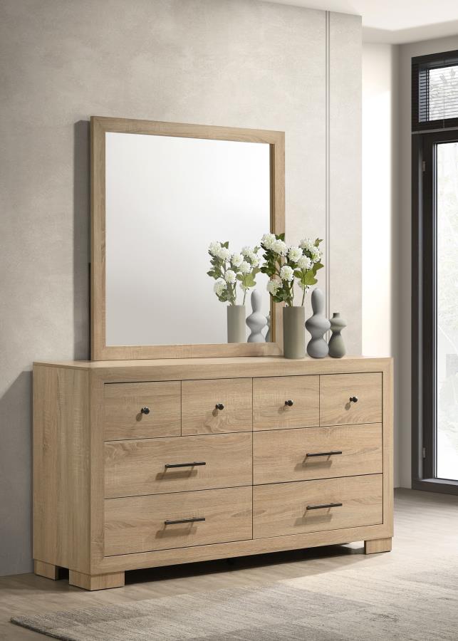 Arielle 6-drawer Bedroom Dresser with Mirror Light Oak-zoom-2