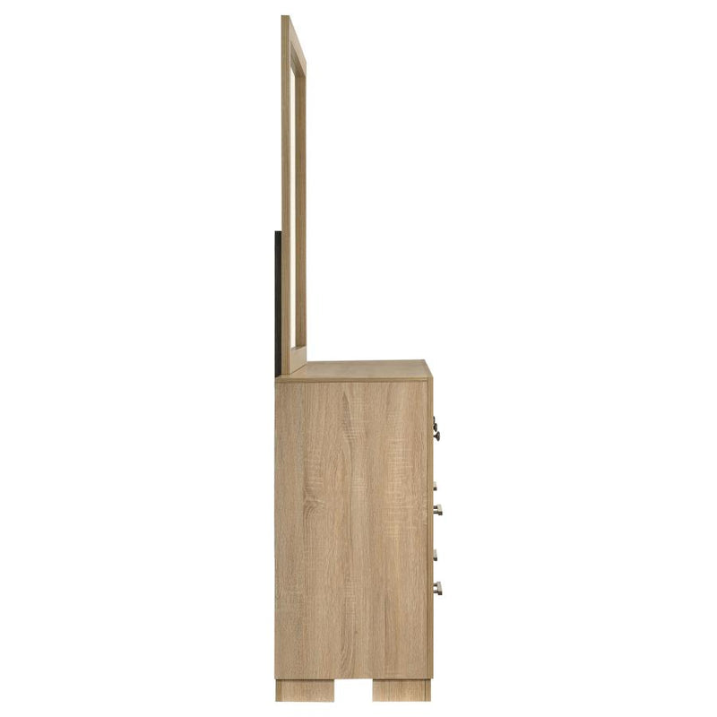 Arielle 6-drawer Bedroom Dresser with Mirror Light Oak-zoom-