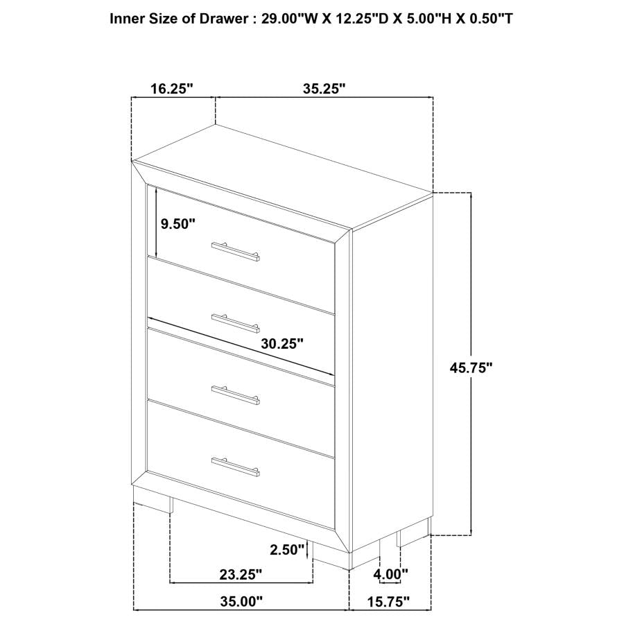 Arielle 4-drawer Bedroom Chest of Drawers Light Oak-zoom-10
