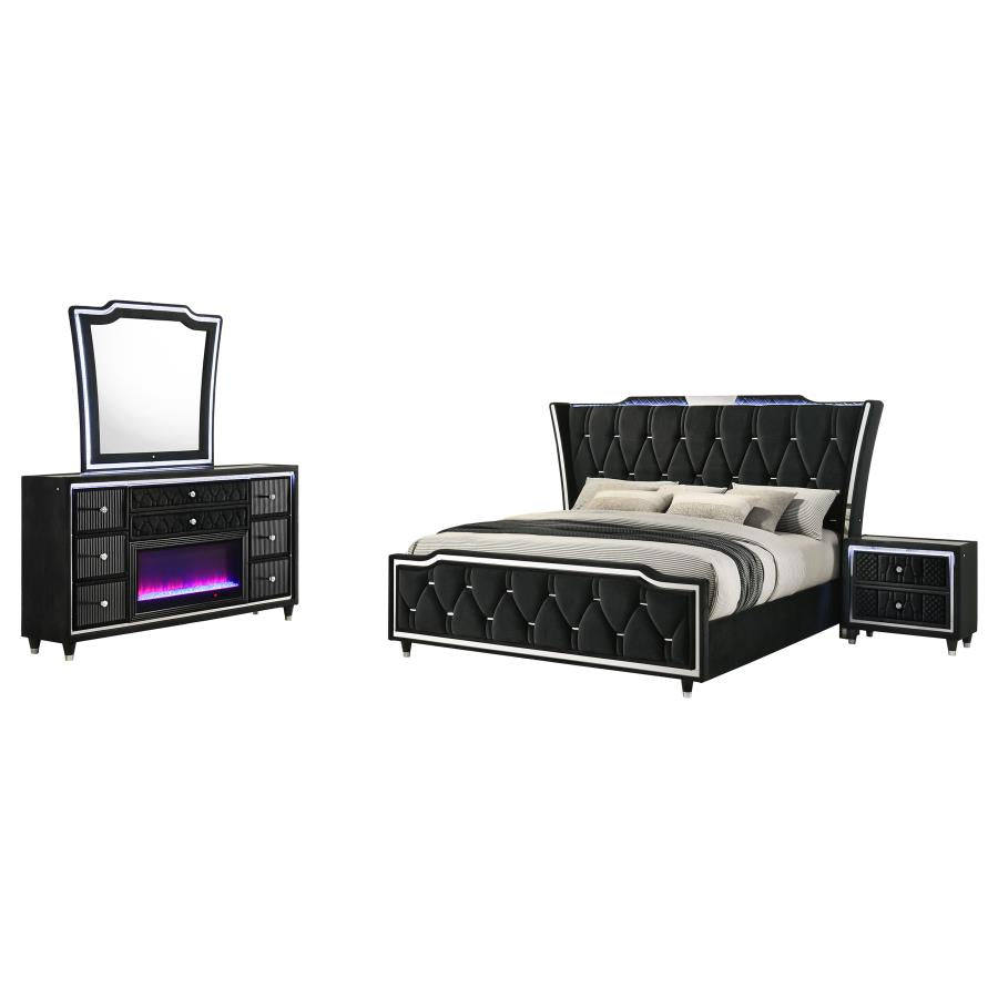 Lorient 4-piece Eastern King Bedroom Set Black-2