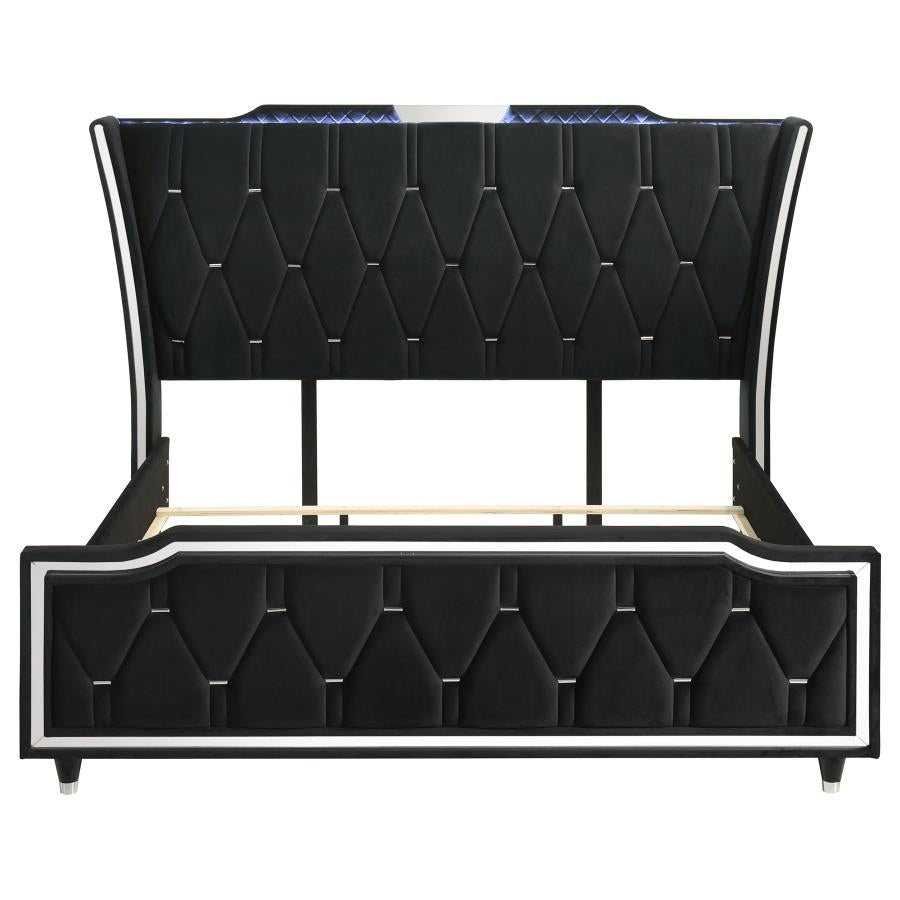 Lorient Eastern King LED Upholstered Bed Black-4