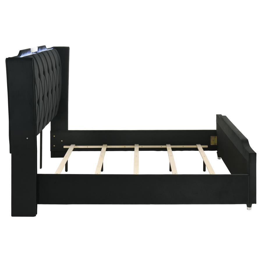 Lorient Eastern King LED Upholstered Bed Black-6