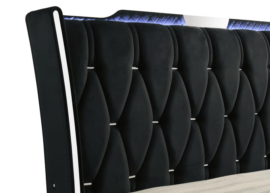 Lorient Eastern King LED Upholstered Bed Black-7