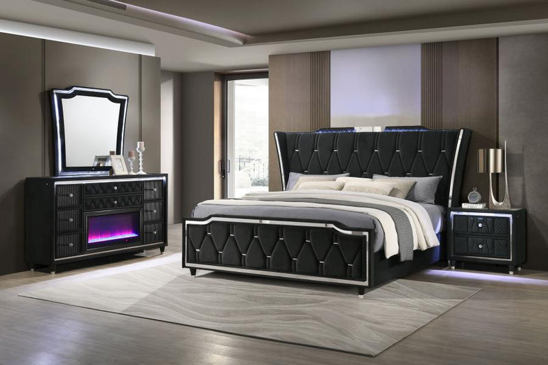 Lorient 4-piece Queen Bedroom Set Black-zoom-