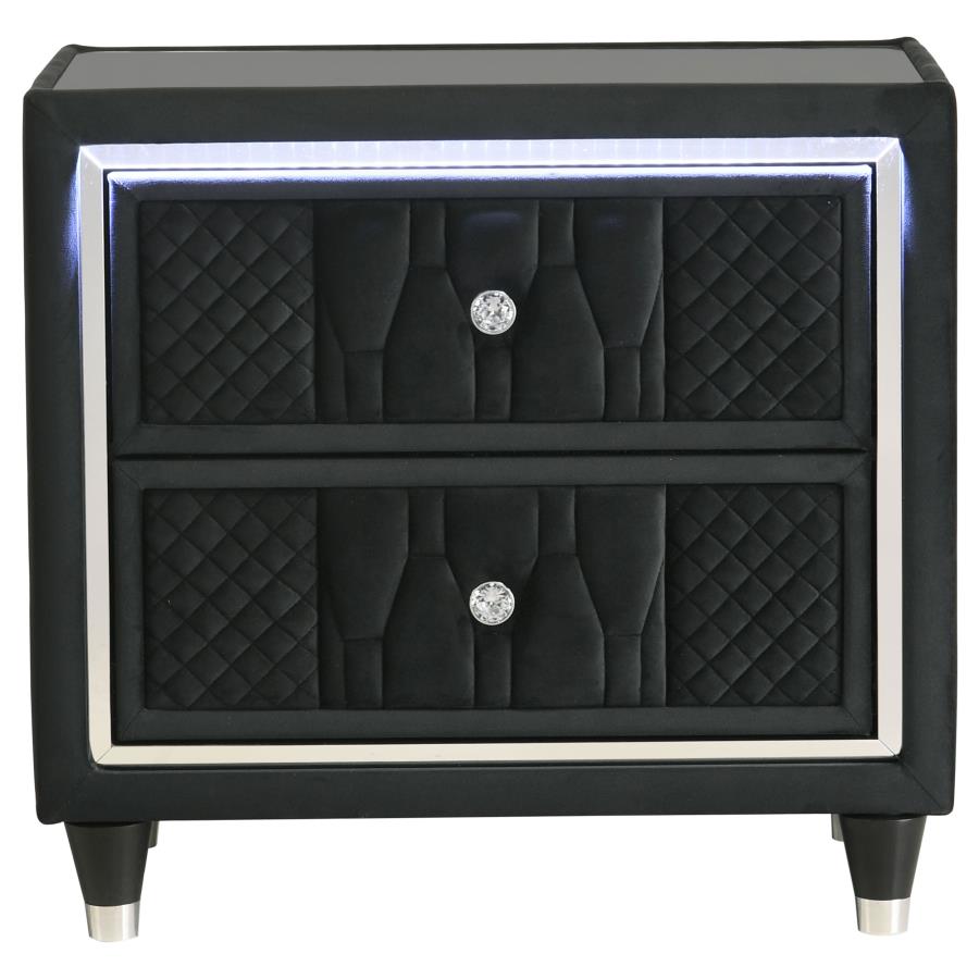 Lorient 2-drawer LED Nightstand with USB Black-zoom-3