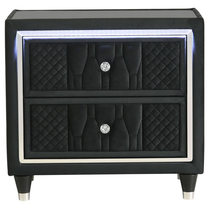 Lorient 2-drawer LED Nightstand with USB Black-zoom-