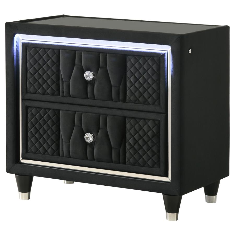 Lorient 2-drawer LED Nightstand with USB Black-4
