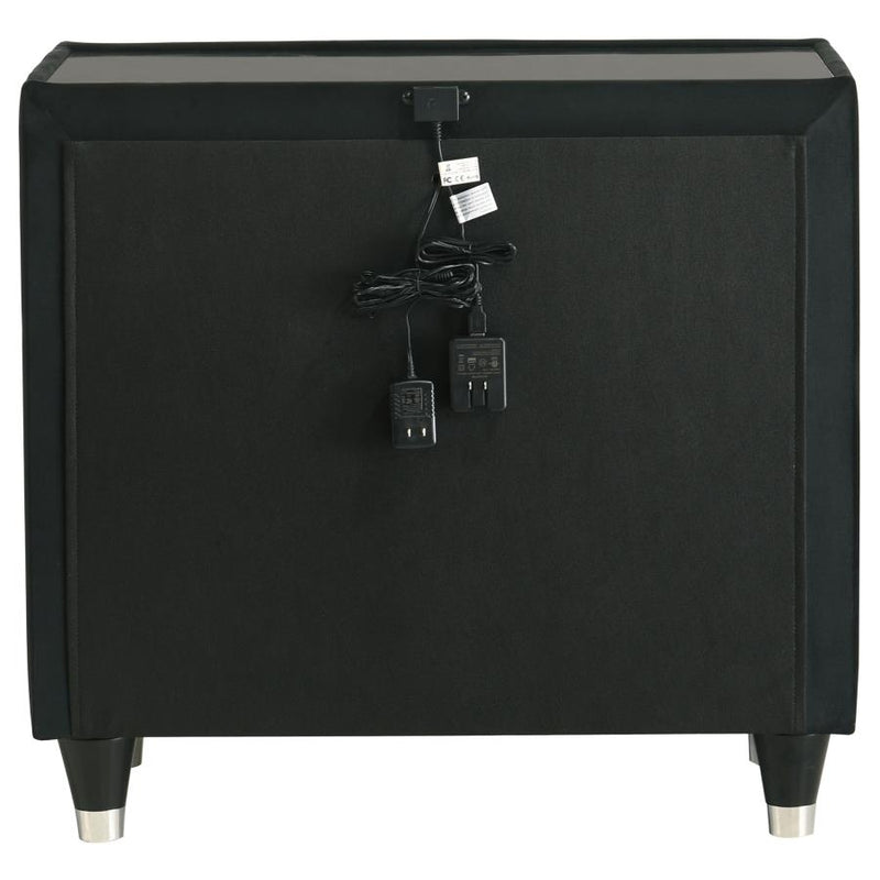 Lorient 2-drawer LED Nightstand with USB Black-zoom-