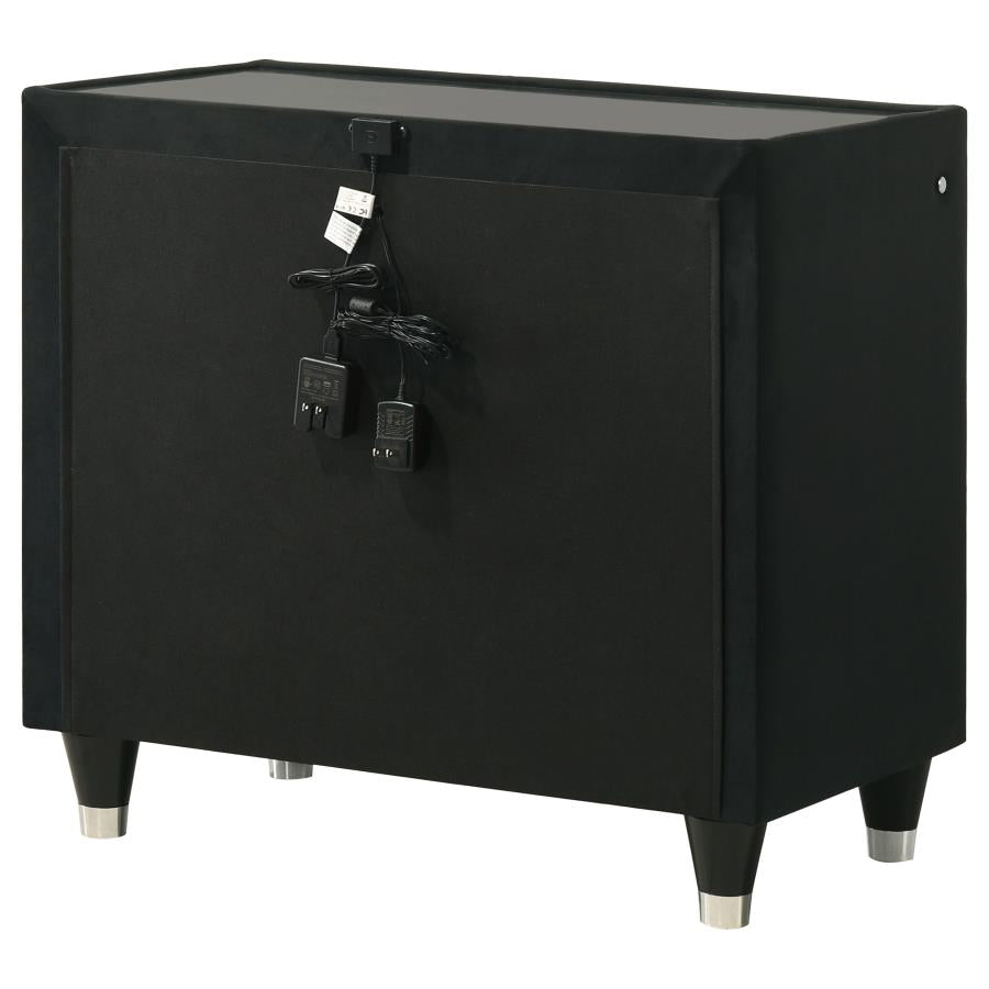 Lorient 2-drawer LED Nightstand with USB Black-zoom-8