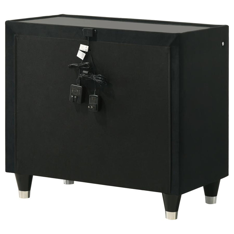 Lorient 2-drawer LED Nightstand with USB Black-zoom-