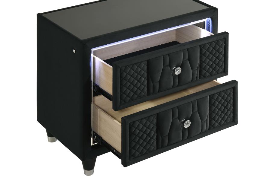 Lorient 2-drawer LED Nightstand with USB Black-zoom-10