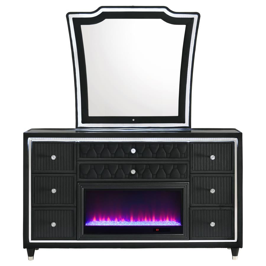 Lorient 8-drawer LED Flame Box Dresser and Mirror Black-zoom-3