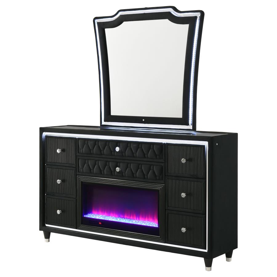 Lorient 8-drawer LED Flame Box Dresser and Mirror Black-zoom-4
