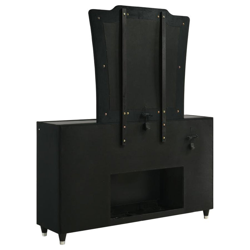 Lorient 8-drawer LED Flame Box Dresser and Mirror Black-zoom-