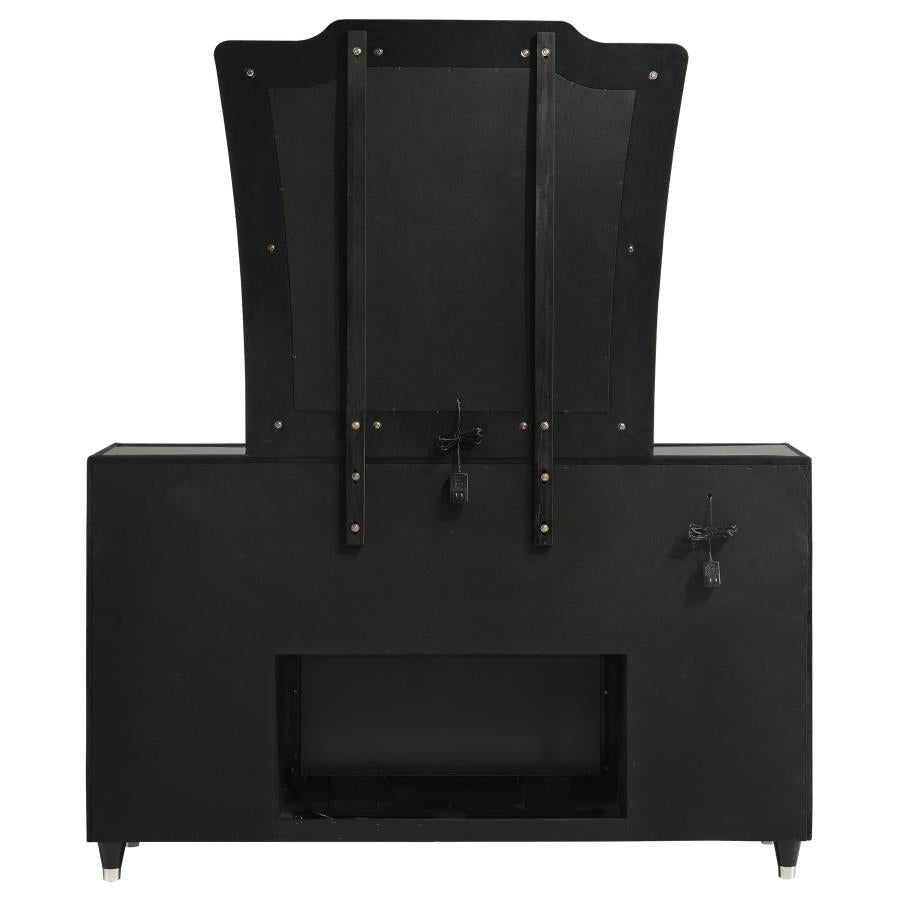 Lorient 8-drawer LED Flame Box Dresser and Mirror Black-7