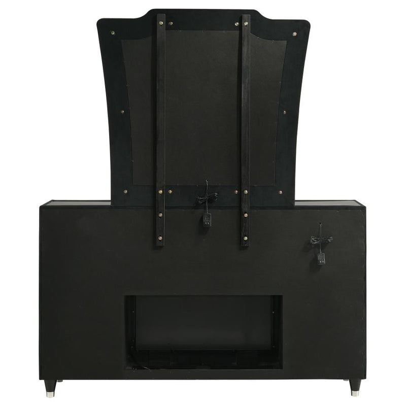 Lorient 8-drawer LED Flame Box Dresser and Mirror Black-zoom-
