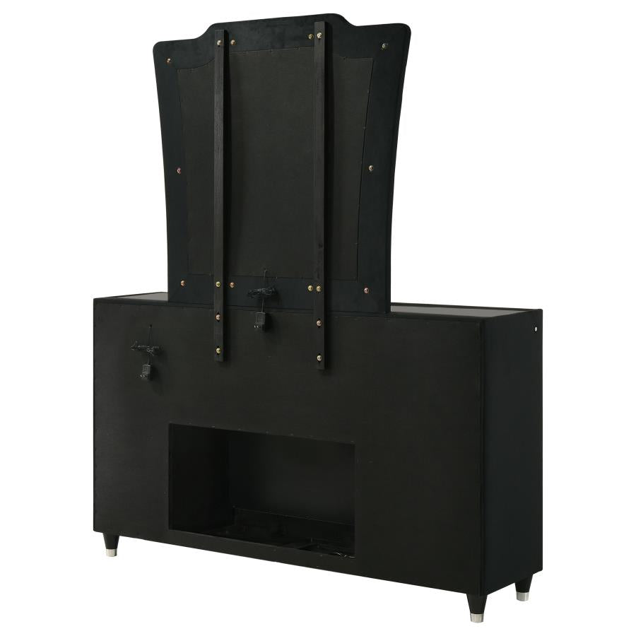 Lorient 8-drawer LED Flame Box Dresser and Mirror Black-zoom-8