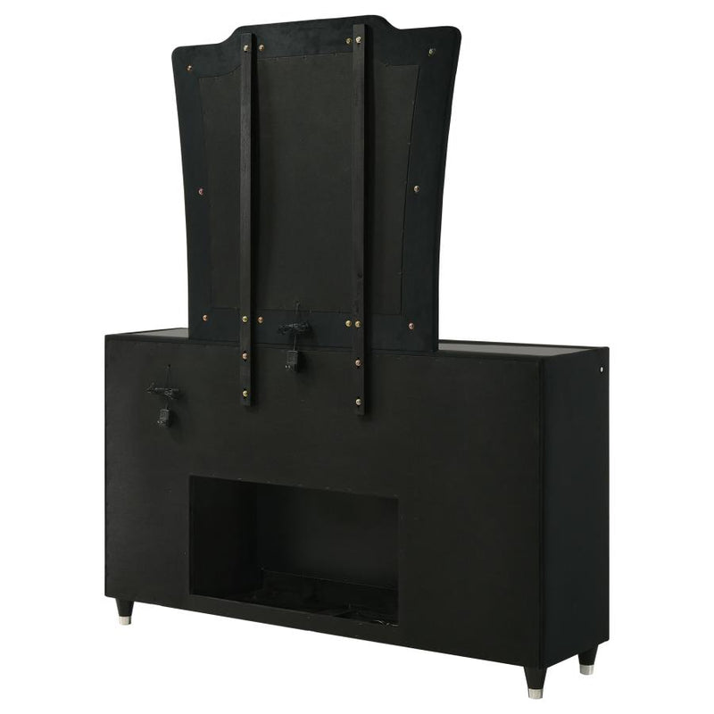 Lorient 8-drawer LED Flame Box Dresser and Mirror Black-zoom-
