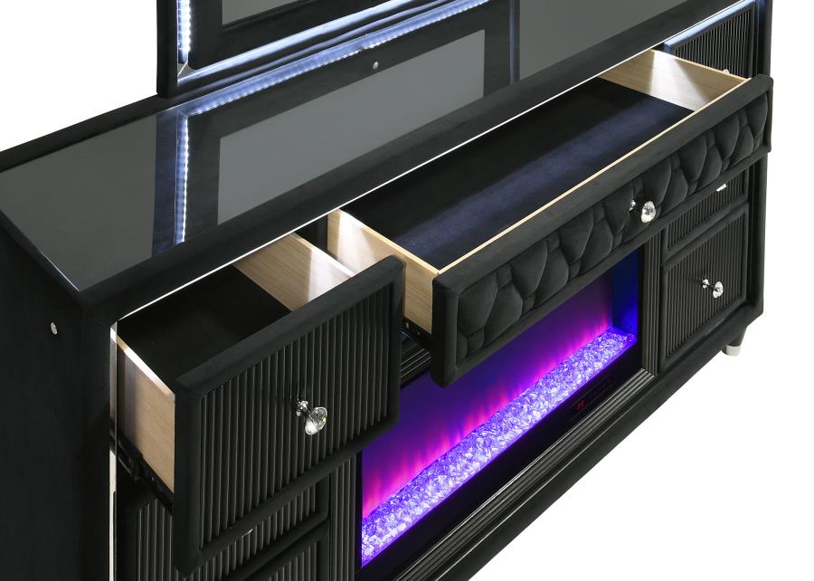 Lorient 8-drawer LED Flame Box Dresser and Mirror Black-zoom-11