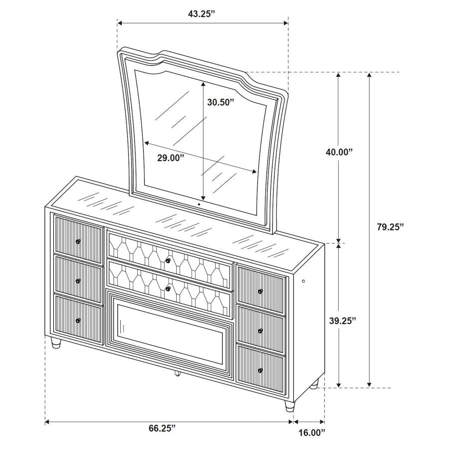Lorient 8-drawer LED Flame Box Dresser and Mirror Black-14