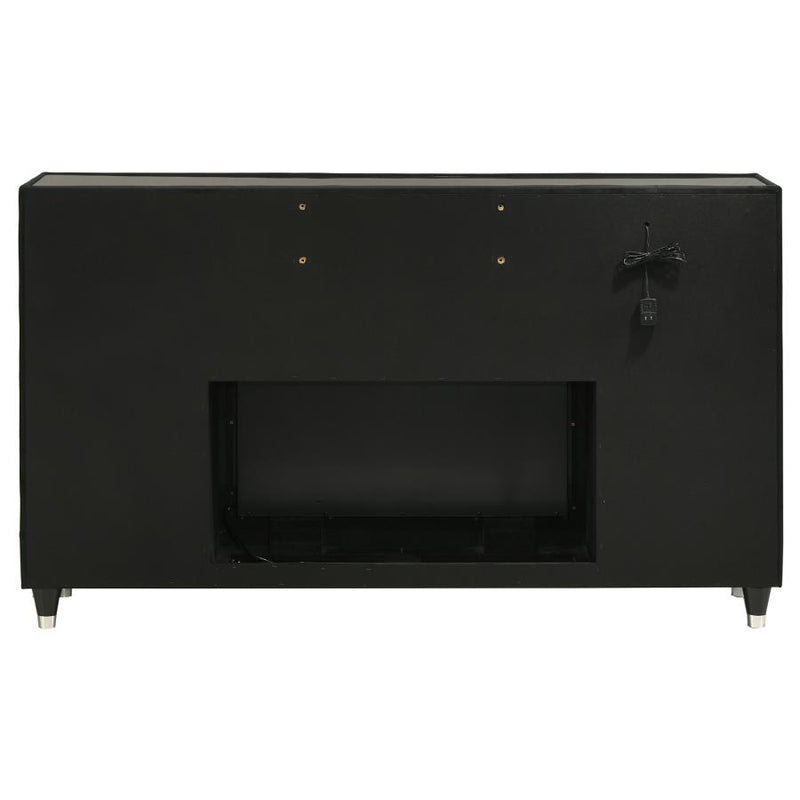 Lorient 8-drawer LED Bedroom Flame Box Dresser Black-zoom-