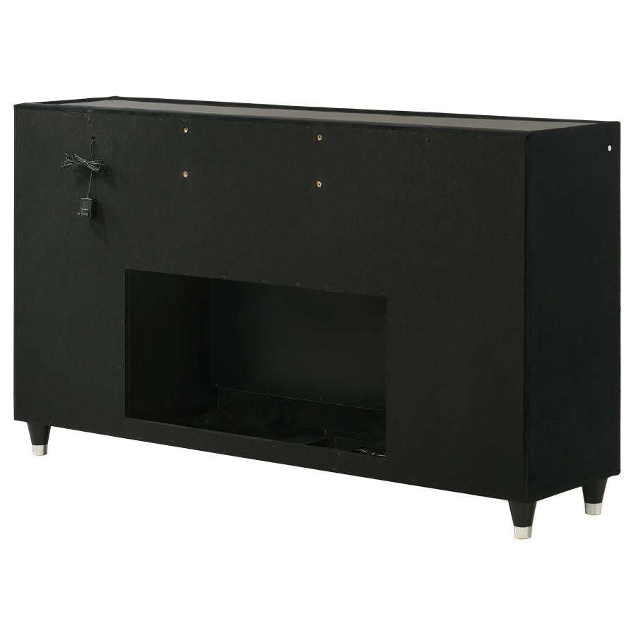 Lorient 8-drawer LED Bedroom Flame Box Dresser Black-8