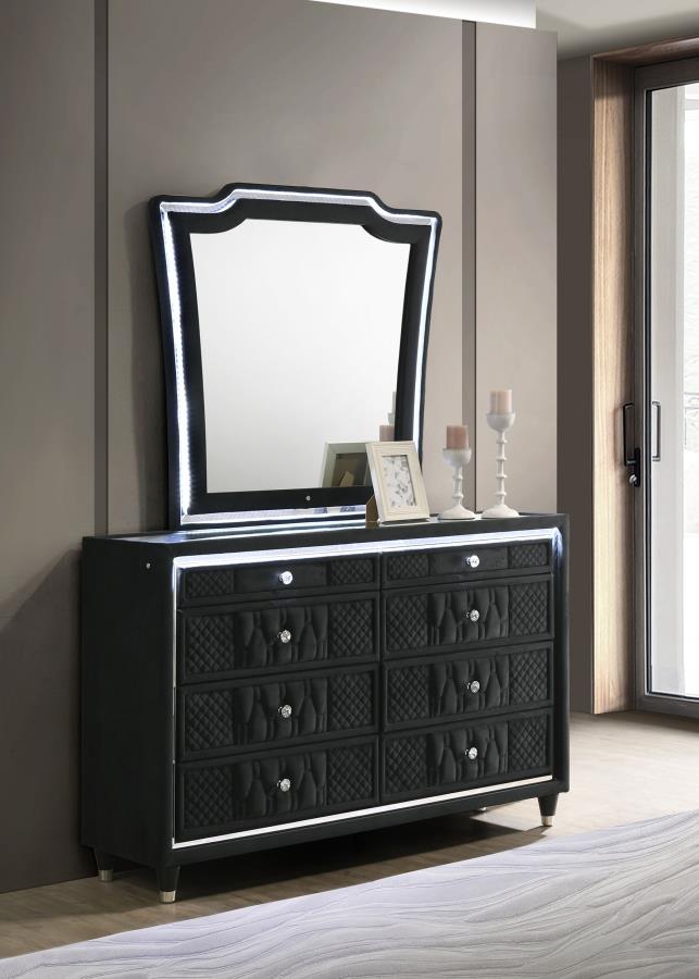 Lorient 8-drawer LED Dresser with Mirror Black-zoom-2