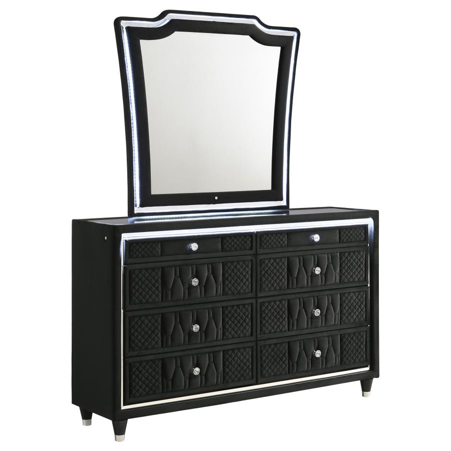 Lorient 8-drawer LED Dresser with Mirror Black-zoom-1
