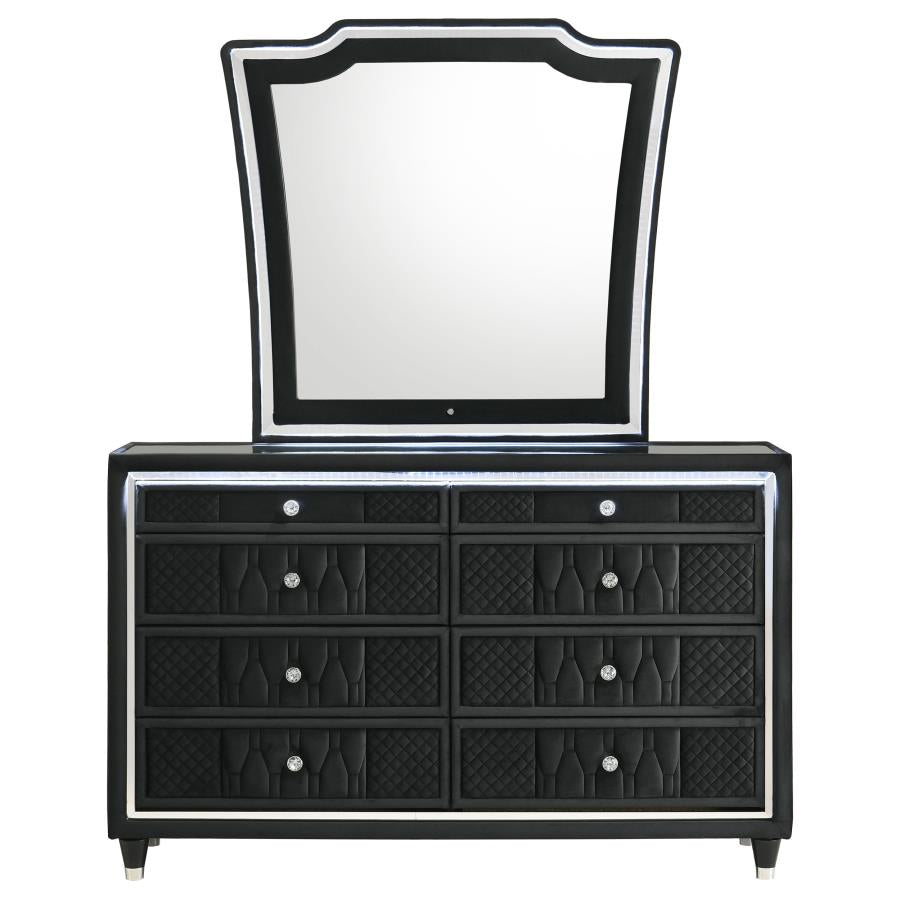 Lorient 8-drawer LED Dresser with Mirror Black-3