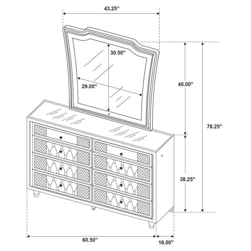 Lorient 8-drawer LED Dresser with Mirror Black-zoom-
