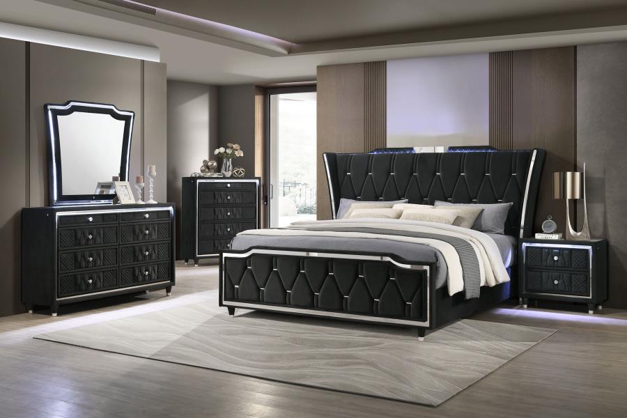Lorient 8-drawer LED Dresser with Mirror Black-14