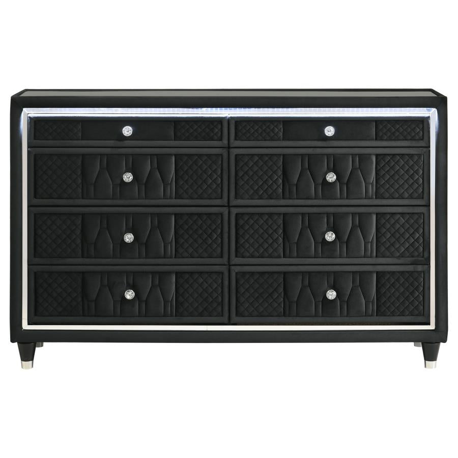 Lorient 8-drawer LED Bedroom Dresser Cabinet Black-3