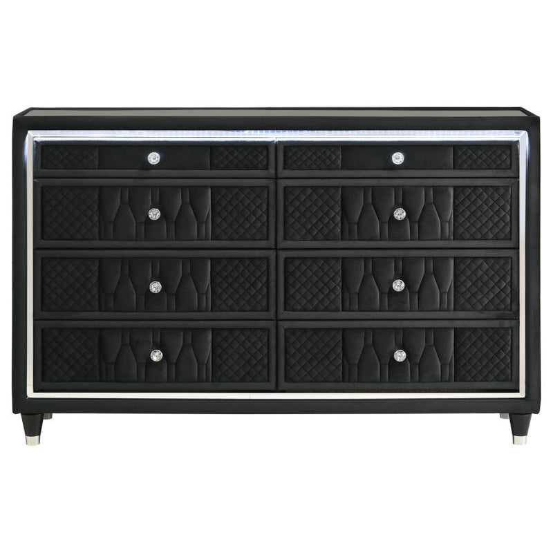 Lorient 8-drawer LED Bedroom Dresser Cabinet Black-zoom-