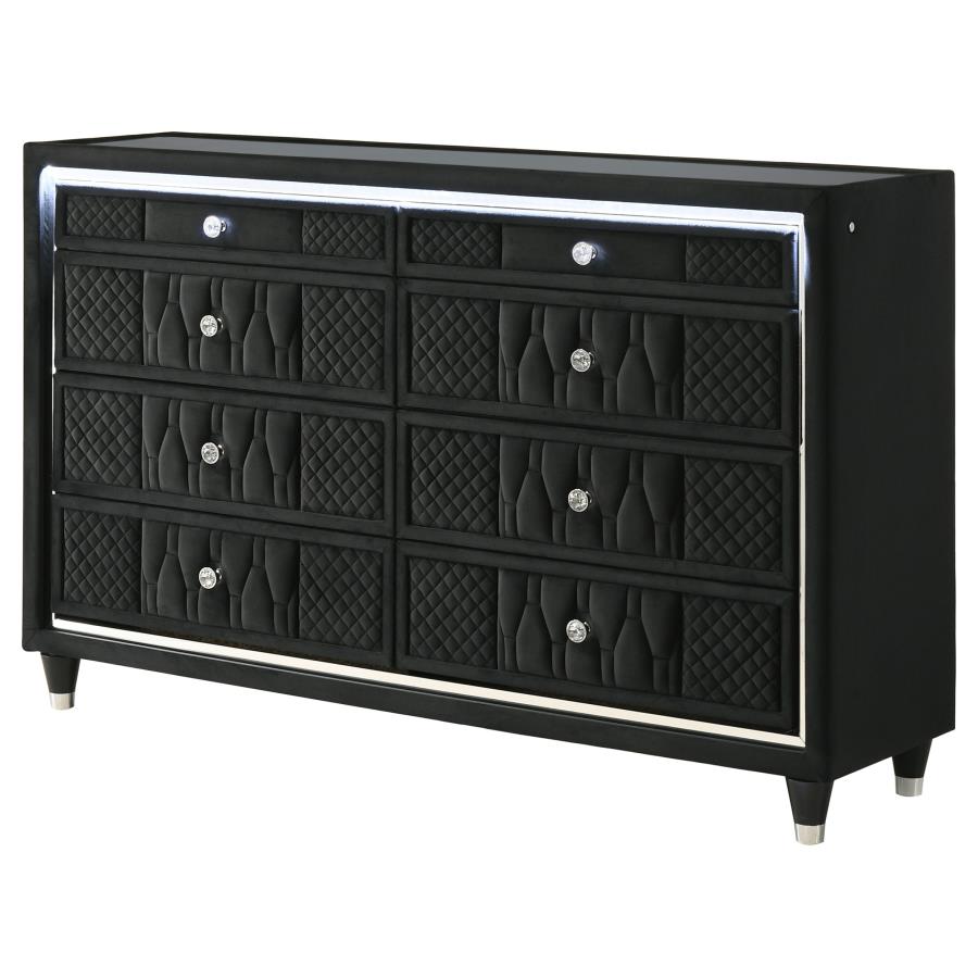 Lorient 8-drawer LED Bedroom Dresser Cabinet Black-4