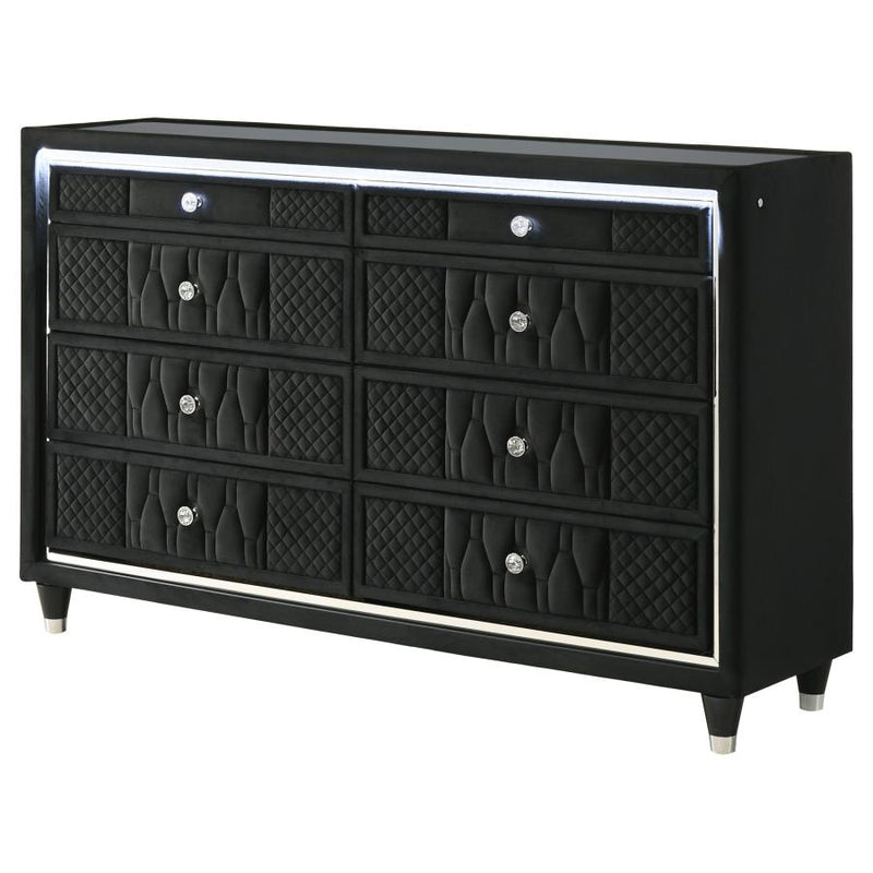 Lorient 8-drawer LED Bedroom Dresser Cabinet Black-zoom-