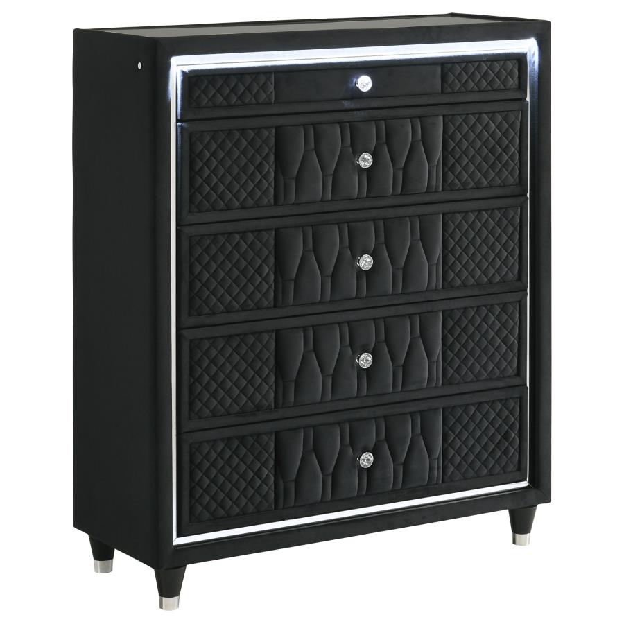 Lorient 5-drawer LED Chest of Drawers Black-1