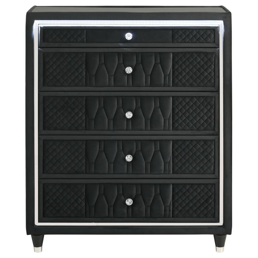 Lorient 5-drawer LED Chest of Drawers Black-3