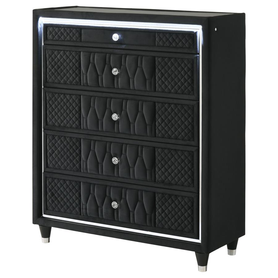 Lorient 5-drawer LED Chest of Drawers Black-4