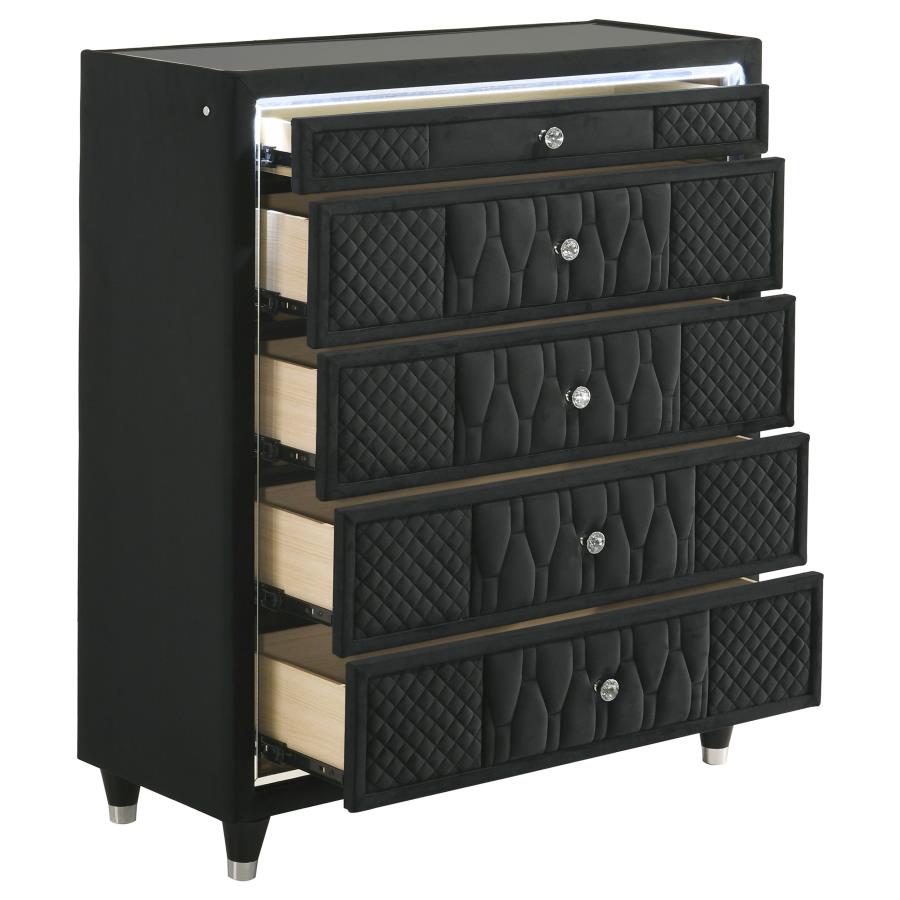 Lorient 5-drawer LED Chest of Drawers Black-zoom-10