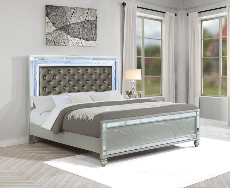 Gunnison Wood Eastern King LED Panel Bed Silver Metallic-zoom-