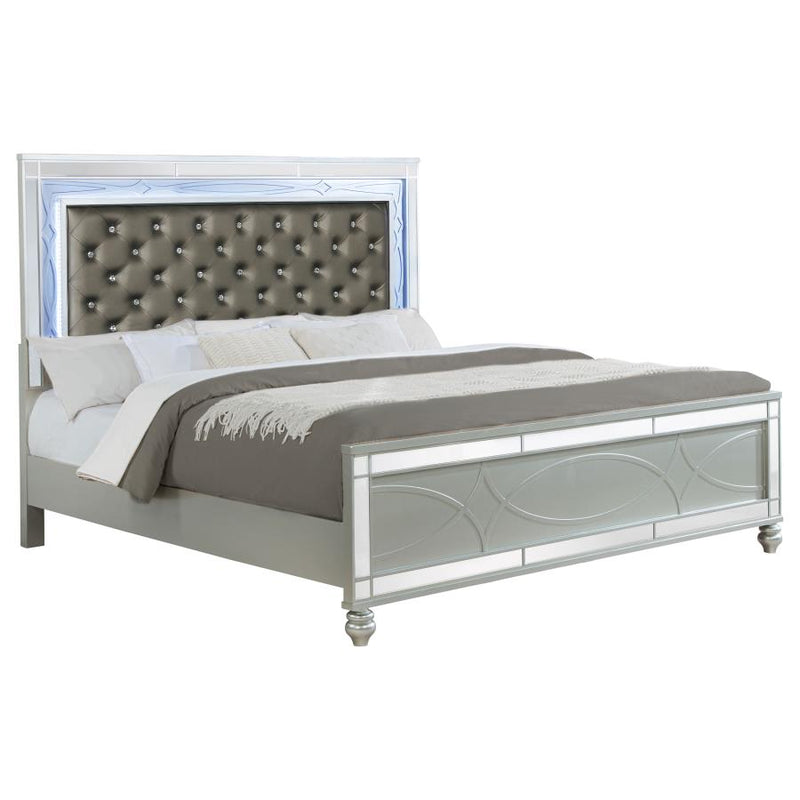 Gunnison Wood Eastern King LED Panel Bed Silver Metallic-zoom-