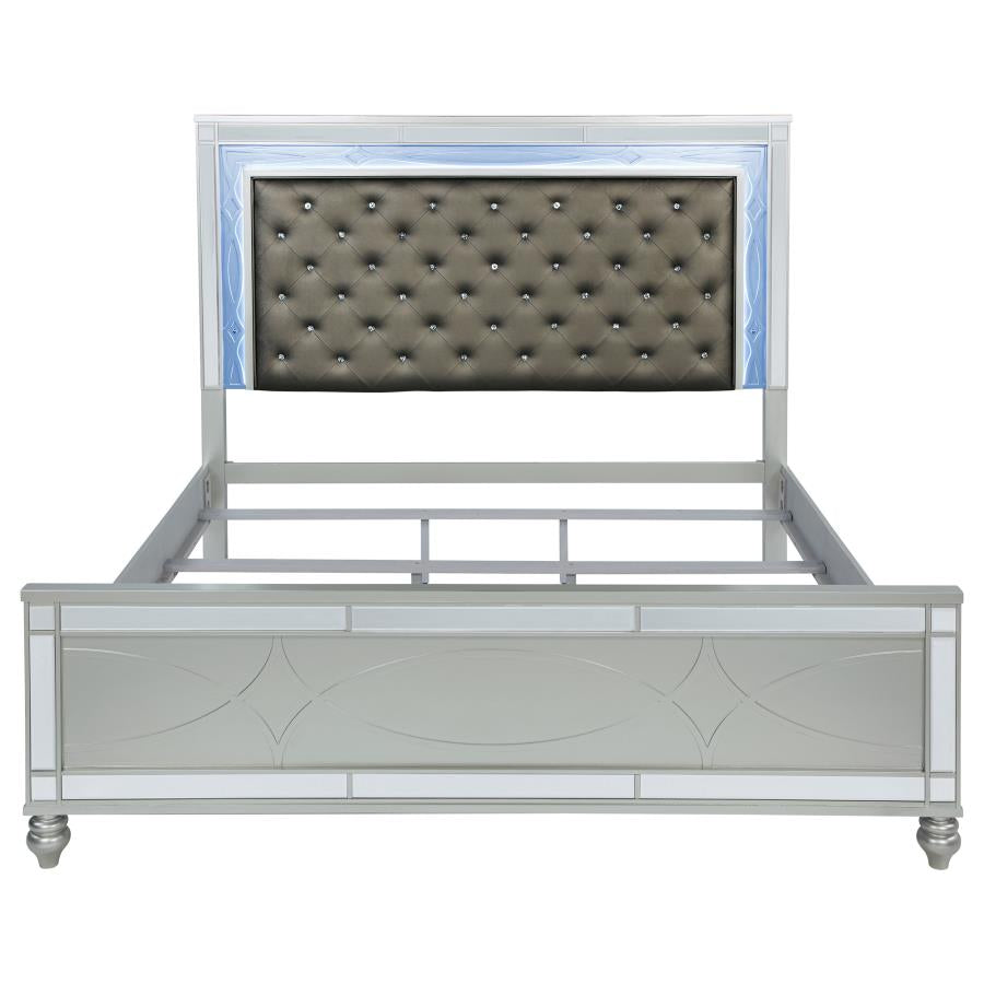 Gunnison Wood Eastern King LED Panel Bed Silver Metallic-zoom-4