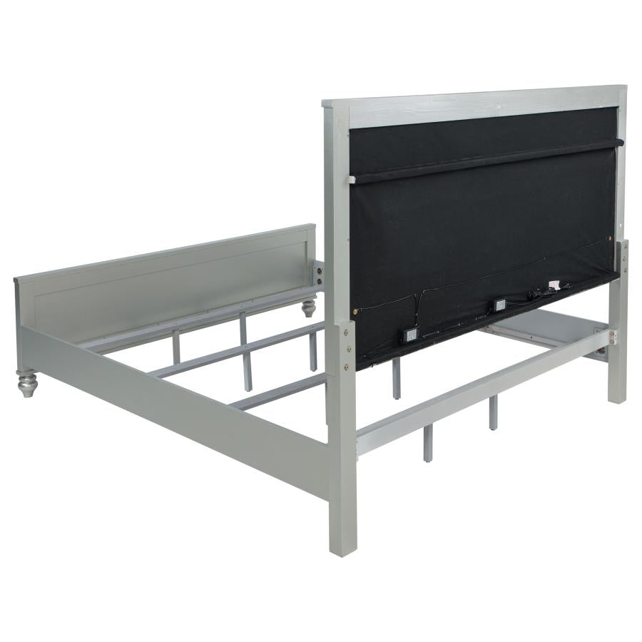 Gunnison Wood Eastern King LED Panel Bed Silver Metallic-zoom-5