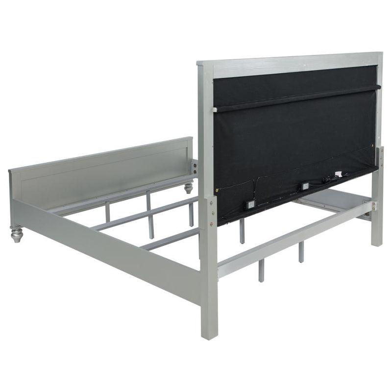 Gunnison Wood Eastern King LED Panel Bed Silver Metallic-zoom-