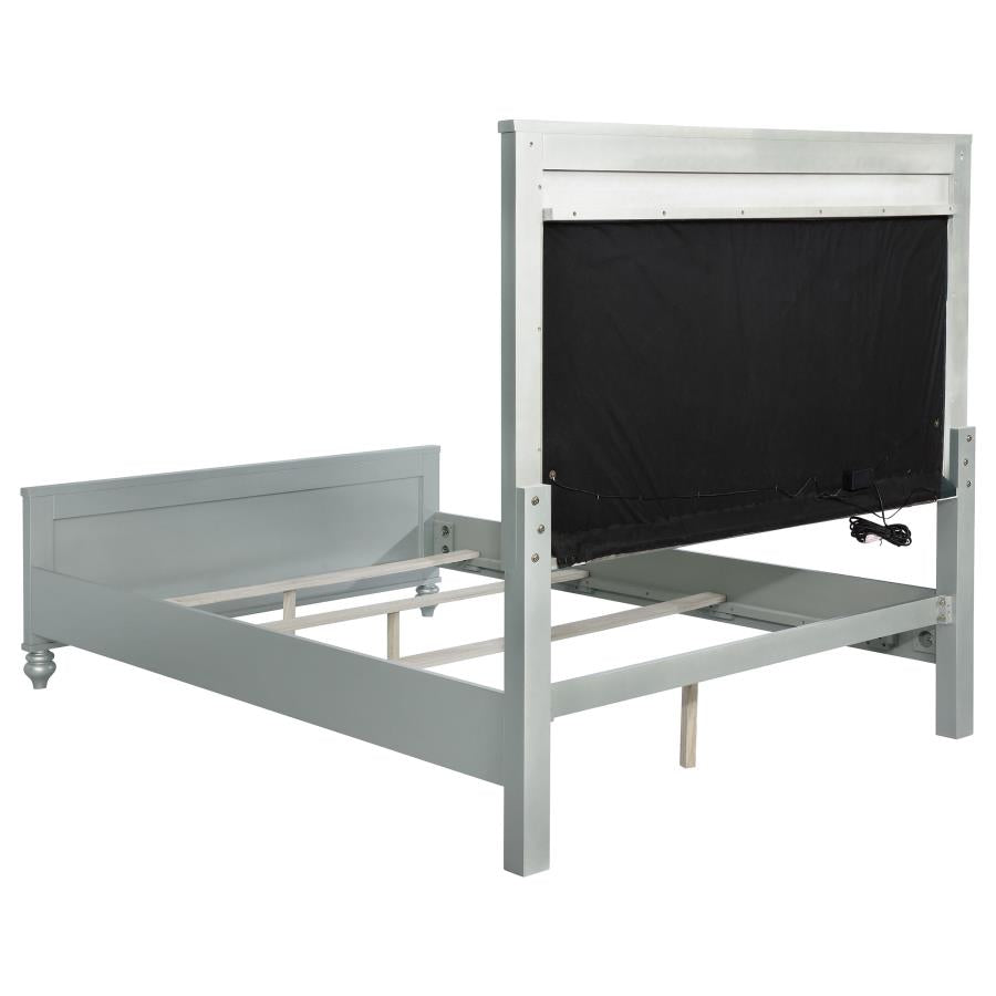 Gunnison Wood California King LED Panel Bed Silver Metallic-4