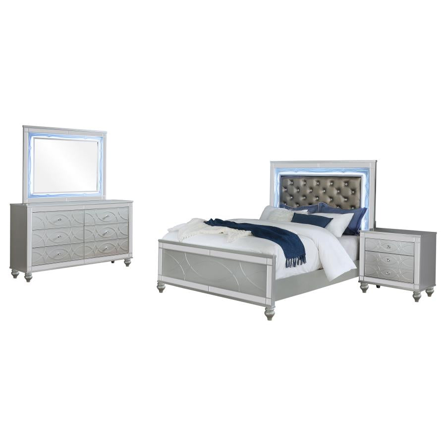 Gunnison 4-piece Queen Bedroom Set Silver Metallic-2