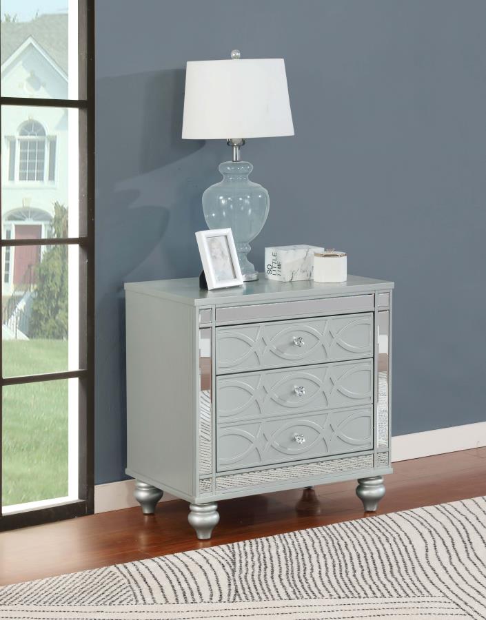 Gunnison 2-drawer Nightstand Silver Metallic-zoom-2
